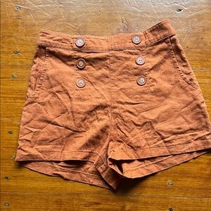 Forever 21 High Waist Orange Button Shorts